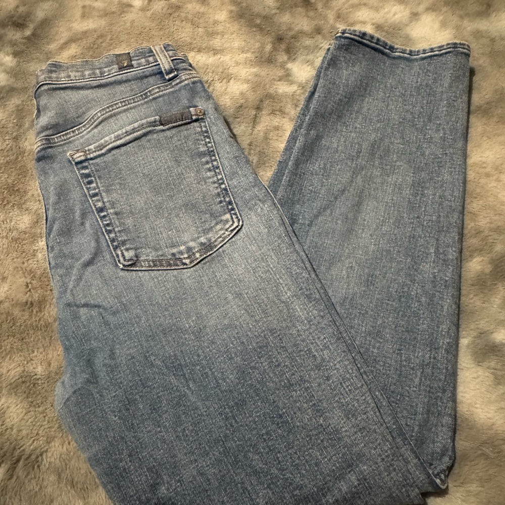 7 ForAll Mankind Ladies Blue Denim Jeans high waist cropped straight leg size 29